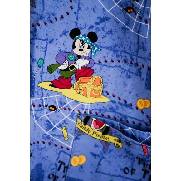 Disney Mickey Mouse Halloween Colourful Cartoon Print Scrub Top S - Picture 7 of 12